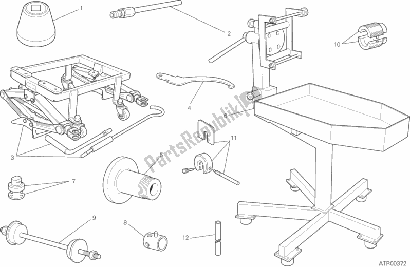 All parts for the Workshop Service Tools (frame) of the Ducati Hypermotard 939 Thailand 2018